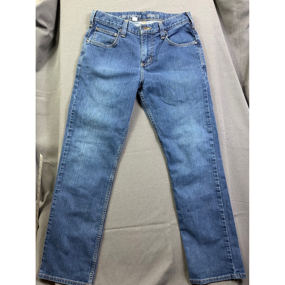 Carhartt Relaxed Fit Straight Leg Jeans Men's 31x30 Medium Wash Blue Denim - Picture 12 of 14